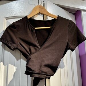 New Black Short Sleeve Crop Top